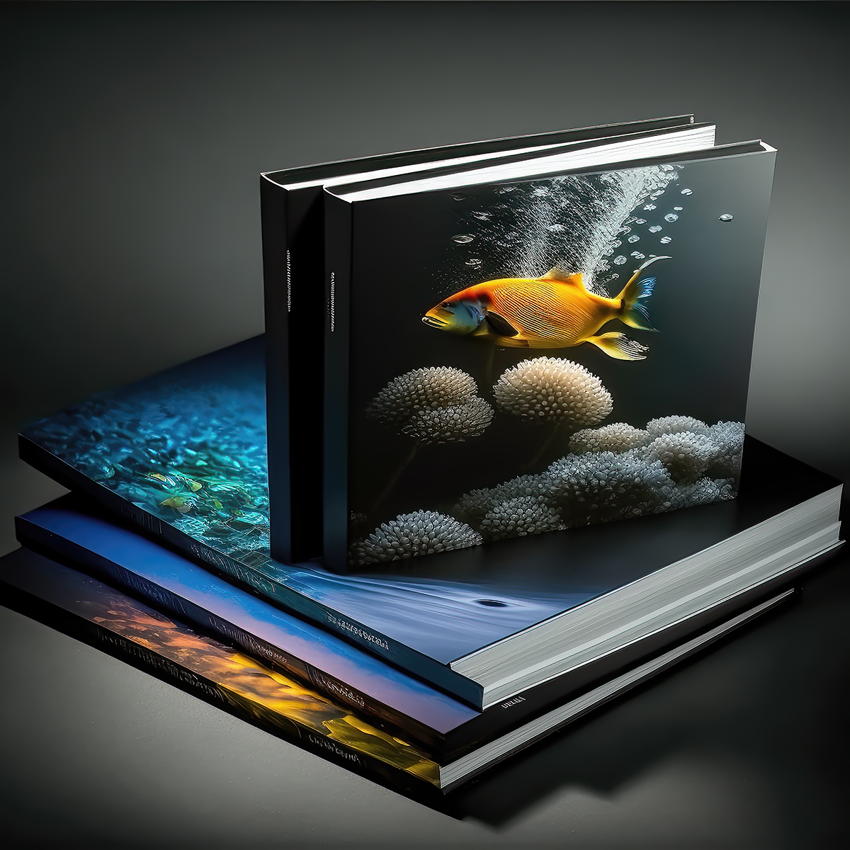 Stack of digitally printed and fulfilled custom photo books